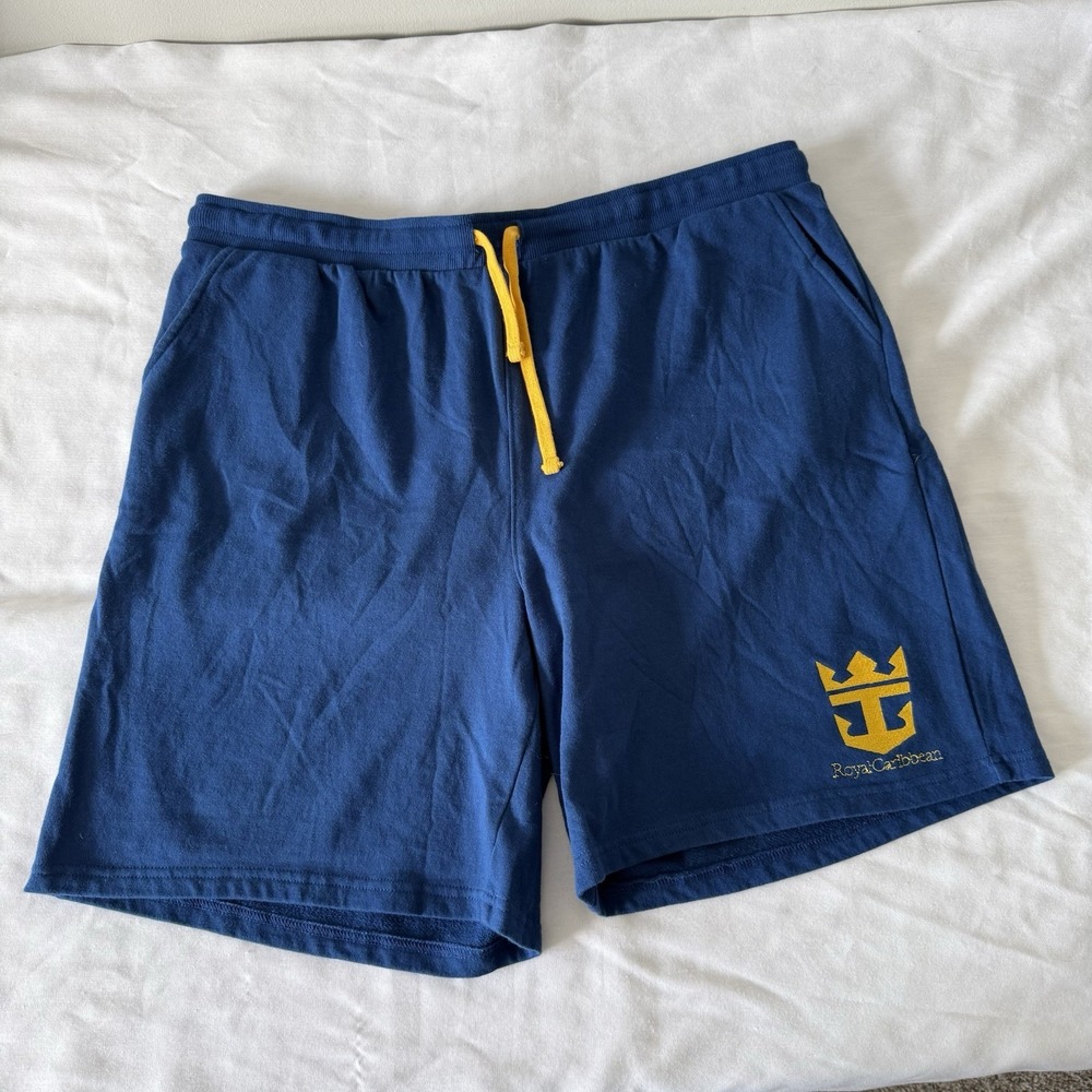 Royal Caribbean Mens Shorts XL Blue Drawstring Stretch Cruise Vacation Beach